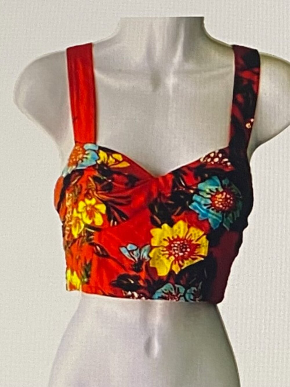 FREE PEOPLE MULTI COLOR FLORAL CROPPED TOP SZ 4